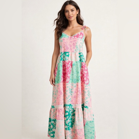 J. Crew Dresses & Skirts - Woman’s J.Crew Patchwork Floral Tiered Maxi Dress Tie Straps Size XSmall